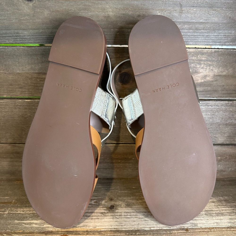New Womens Cole Haan Fawn Brown Gold Leather Strappy Slingback Sandals Size‎ 7 B - Picture 5 of 6